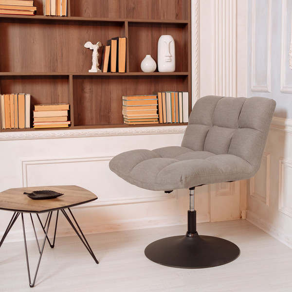 Изображение товара Кресло мягкое AksHome Grande поворотное (серая ткань Linen Fabric-11/черный)