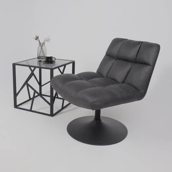 Изображение товара Кресло мягкое AksHome Grande поворотное (экокожа/винтажный черный Watusi 16/черный)