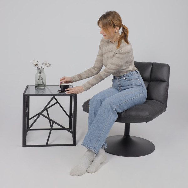 Изображение товара Кресло мягкое AksHome Grande поворотное (экокожа/винтажный черный Watusi 16/черный)