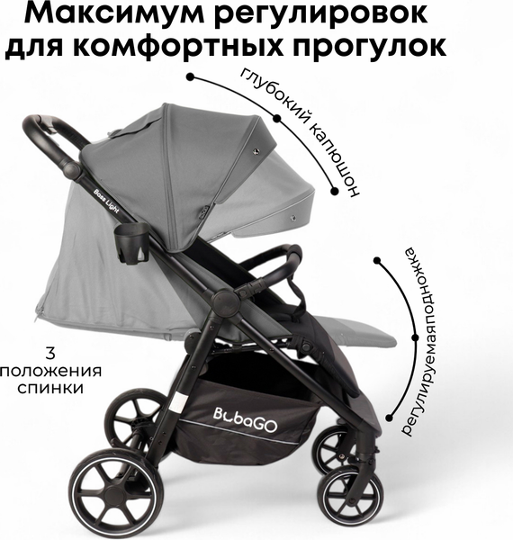 Изображение товара Детская прогулочная коляска Bubago Model Bass Light / BG 137-3 (серый)