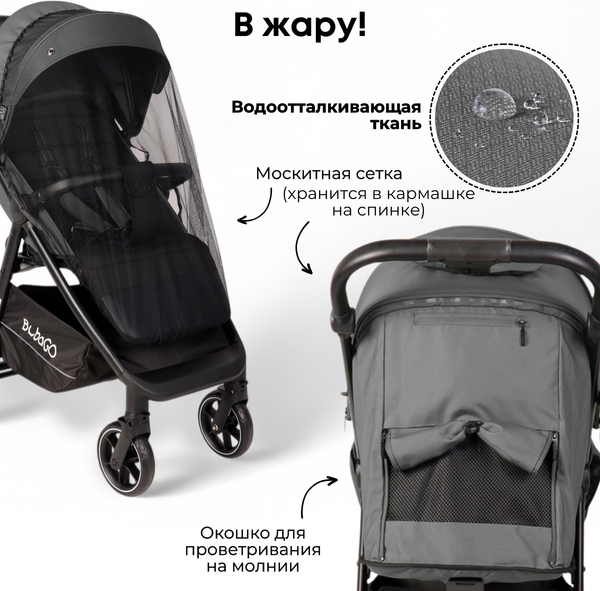 Изображение товара Детская прогулочная коляска Bubago Model Bass Light / BG 137-3 (серый)