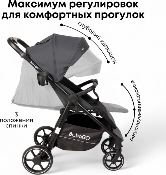 Изображение товара Детская прогулочная коляска Bubago Model Bass Light / BG 137-4  (темно-серый)