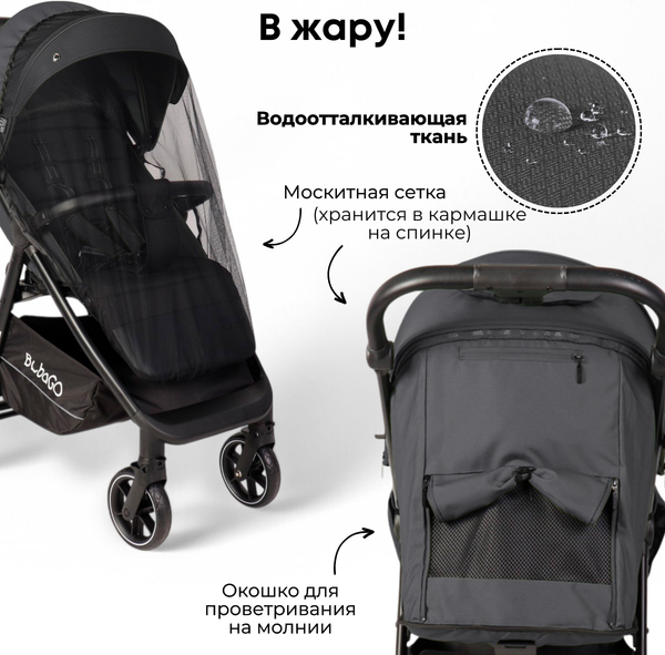 Изображение товара Детская прогулочная коляска Bubago Model Bass Light / BG 137-4  (темно-серый)