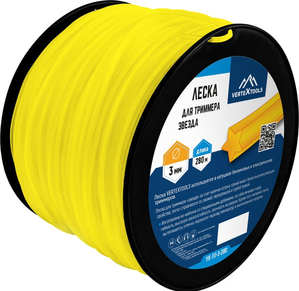 Изображение товара Леска для триммера Vertex Tools 3мм / YK-111-3-280 (280м)