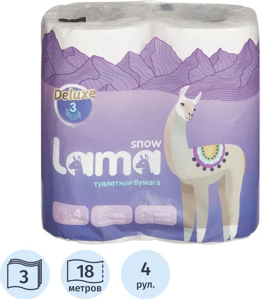 Изображение товара Туалетная бумага Snow Lama 1543672 (4рул, белый)