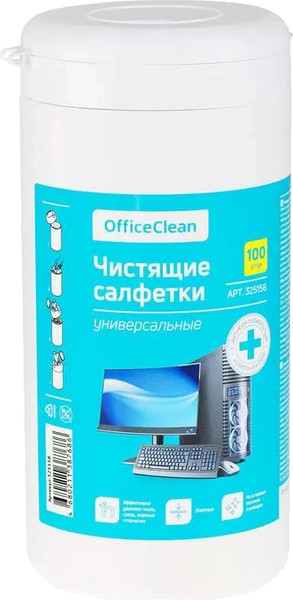 Изображение товара Влажные салфетки OfficeClean Универсальные антибактериальные плотные / 325158 (100шт)