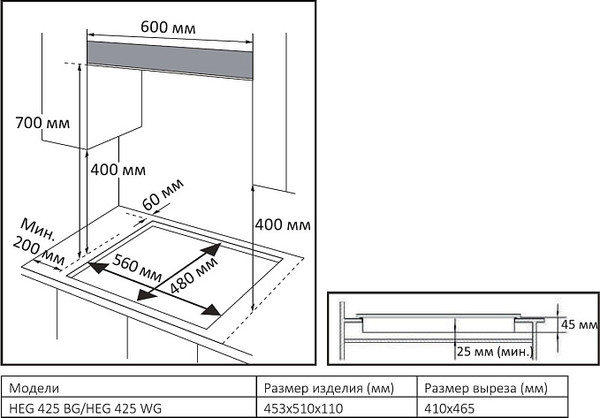 Изображение товара Газовая варочная панель Evelux HEG 425 WG