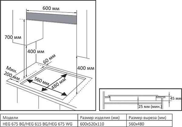 Изображение товара Газовая варочная панель Evelux HEG 615 BG