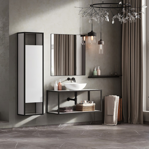 Изображение товара Полка для ванной Belux Осло ПЛ-60 (черный матовый)