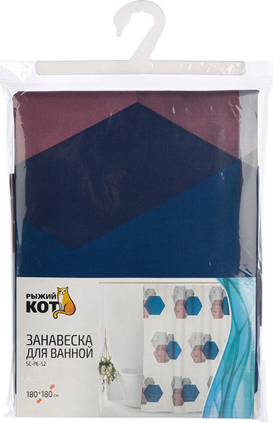 Изображение товара Шторка-занавеска для ванны Рыжий кот Угольники SC-PE-52 / 108998