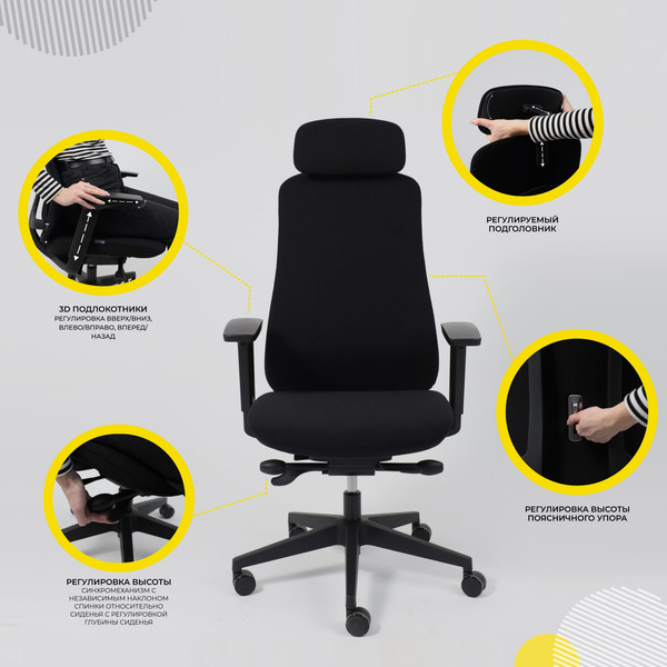 Изображение товара Кресло офисное AksHome Vortex (черная ткань/черный полиамид)