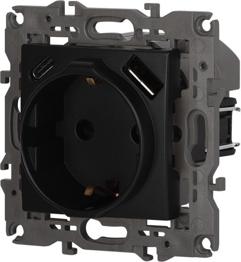 Изображение товара Розетка ЭРА Elegance 14-4108-05 2P+E 16A-250В / Б0067724 (антрацит)