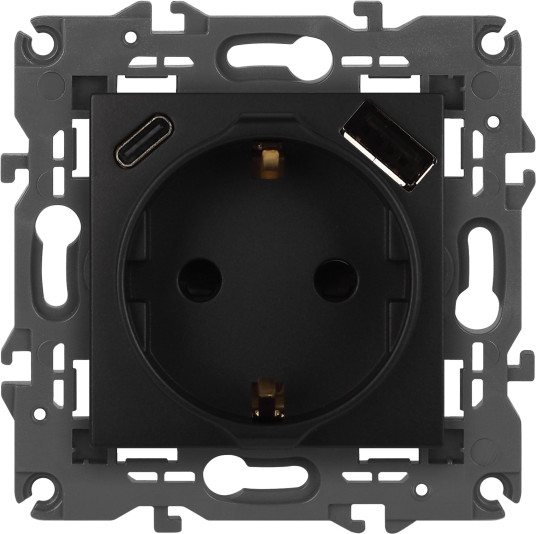 Изображение товара Розетка ЭРА Elegance 14-4108-05 2P+E 16A-250В / Б0067724 (антрацит)