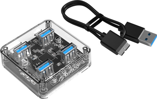 Изображение товара USB-хаб Orico MH4U-U3-10-CR-BP (прозрачный)