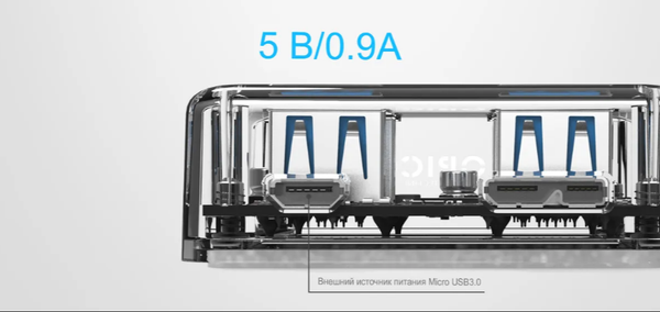 Изображение товара USB-хаб Orico MH4U-U3-10-CR-BP (прозрачный)