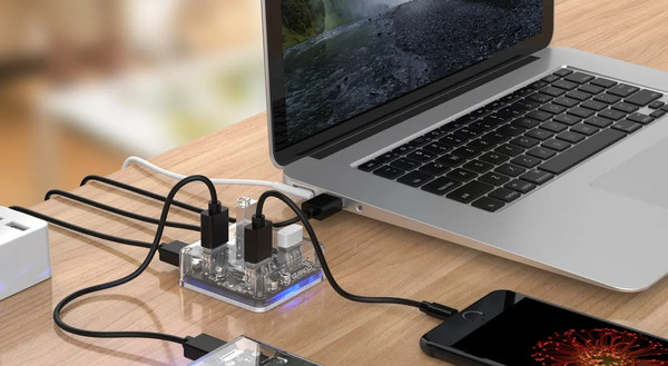 Изображение товара USB-хаб Orico MH4U-U3-10-CR-BP (прозрачный)