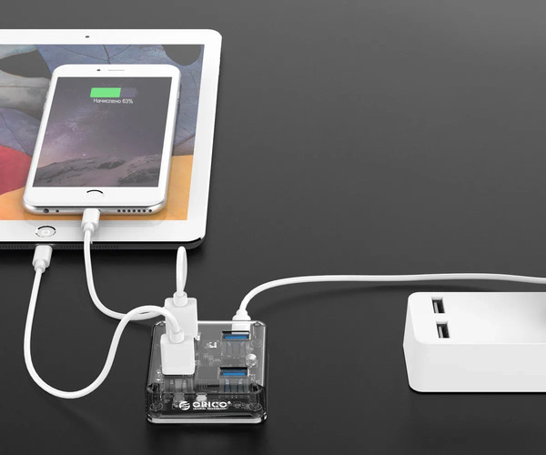 Изображение товара USB-хаб Orico MH4U-U3-10-CR-BP (прозрачный)