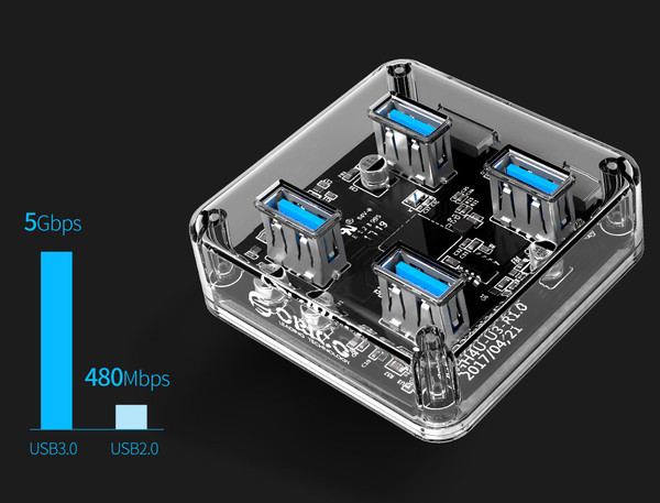 Изображение товара USB-хаб Orico MH4U-U3-10-CR-BP (прозрачный)