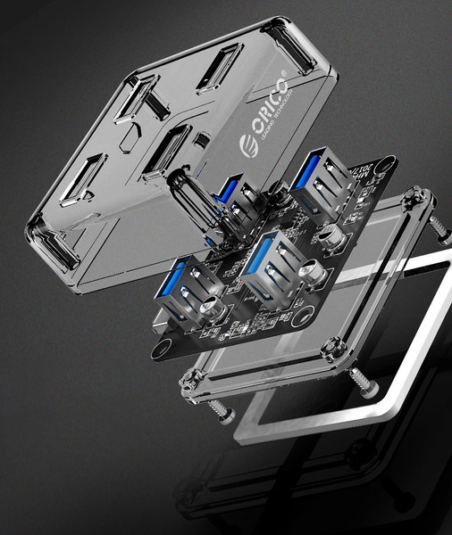 Изображение товара USB-хаб Orico MH4U-U3-10-CR-BP (прозрачный)