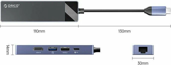 Изображение товара USB-хаб Orico DM-5R-BK-BP (черный/серый)