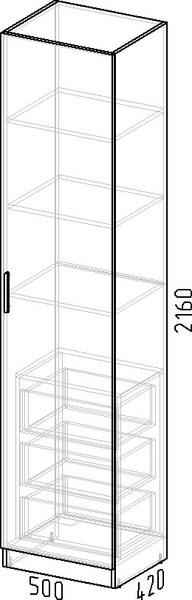 Изображение товара Шкаф-пенал Интермебель 420 / МР-03 (кашемир)