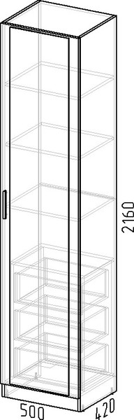 Изображение товара Шкаф-пенал Интермебель 420 с зеркалом / МР-03 (кашемир)
