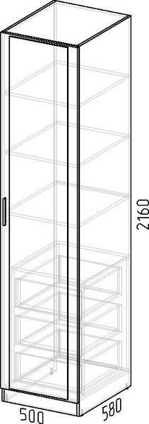 Изображение товара Шкаф-пенал Интермебель 580 с зеркалом / МР-03 (шиншилла серая)