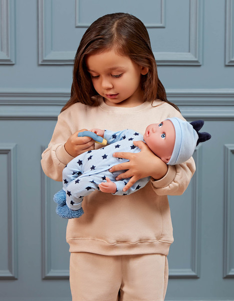Изображение товара Набор аксессуаров для пупса LullaBaby Комплект одежды. Голубая пижама с шапочкой и обувью / LBY7643