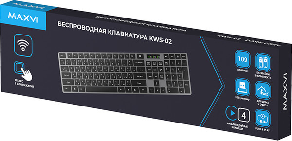 Изображение товара Клавиатура Maxvi KWS-02 (темно-серый)