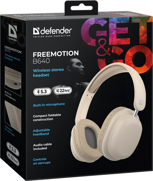 Изображение товара Беспроводные наушники Defender FreeMotion B640 / 63642 (бежевый)