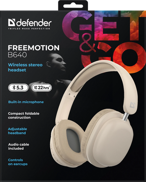 Изображение товара Беспроводные наушники Defender FreeMotion B640 / 63642 (бежевый)