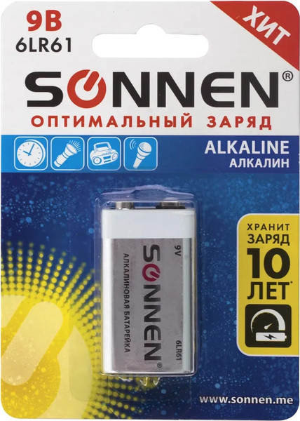 Изображение товара Батарейка Sonnen Крона 6LR61 9В