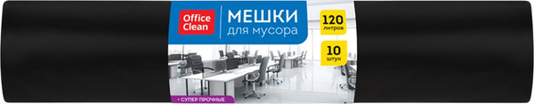 Изображение товара Пакеты для мусора OfficeClean Суперпрочные 120л / 344048 (10шт, черный)