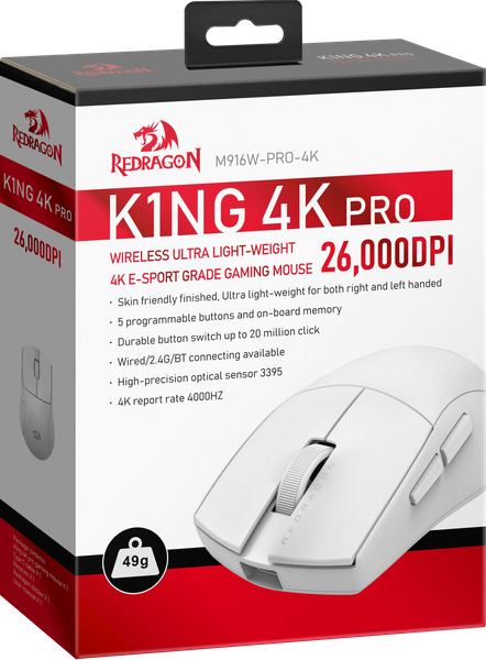Изображение товара Мышь Redragon K1ng 4K Pro / 72212 (белый)