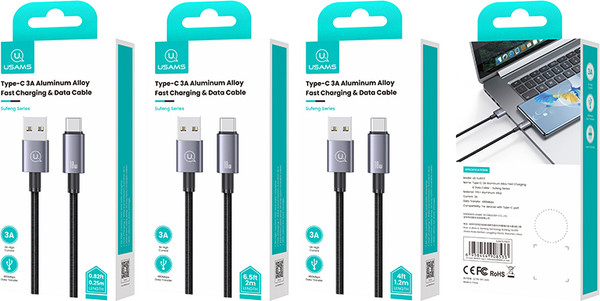 Изображение товара Кабель Usams Sufeng US-SJ666 Type-C (2м, черный)