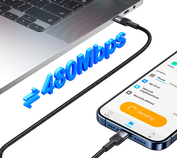 Изображение товара Кабель Usams SY Series SJ724 Type-C-Type-C (1.2м, черный)