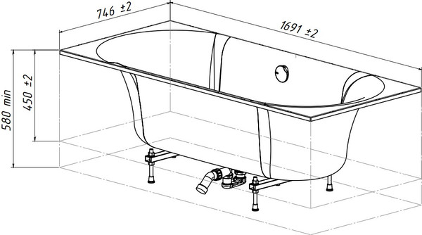 Изображение товара Ванна из искусственного мрамора Belux Омега Ом-1700 (18, белый матовый)