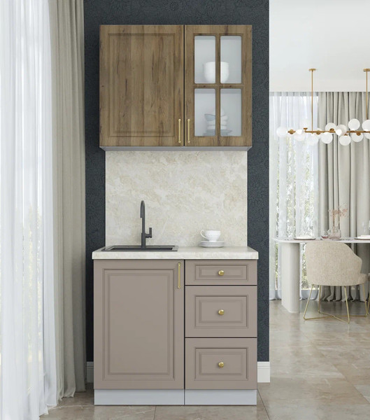 Изображение товара Кухонный гарнитур Интерлиния Мила Шато 0.9А (дуб вотан/луна/опал светлый)