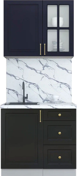 Изображение товара Кухонный гарнитур Интерлиния Мила Шато 0.9А (индиго/черный/белый гранит)