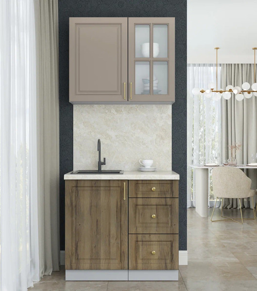 Изображение товара Кухонный гарнитур Интерлиния Мила Шато 0.9А (луна/дуб вотан/опал светлый)