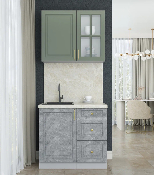 Изображение товара Кухонный гарнитур Интерлиния Мила Шато 0.9А (мята/керамика/опал светлый)