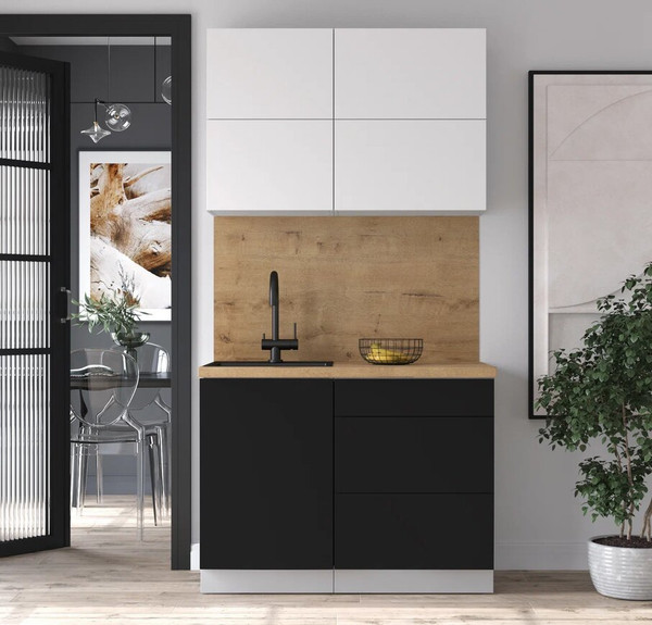 Изображение товара Кухонный гарнитур Интерлиния Мила Шато 1.1А (белый/черный/дуб бунратти)
