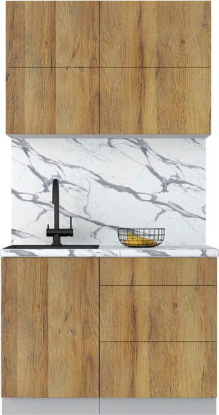 Изображение товара Кухонный гарнитур Интерлиния Мила Шато 1.1А (дуб вотан/дуб вотан/белый гранит)