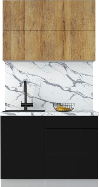 Изображение товара Кухонный гарнитур Интерлиния Мила Шато 1.1А (дуб вотан/черный/белый гранит)