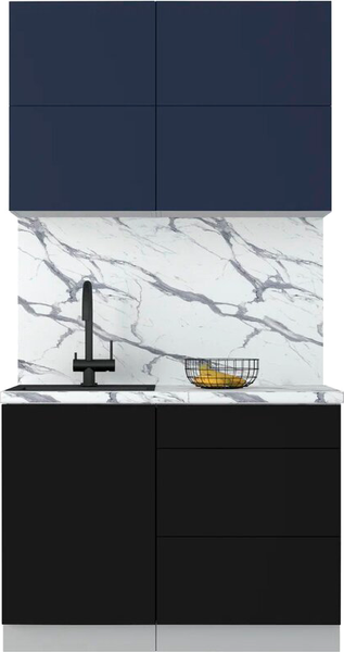 Изображение товара Кухонный гарнитур Интерлиния Мила Шато 1.1А (индиго/черный/белый гранит)