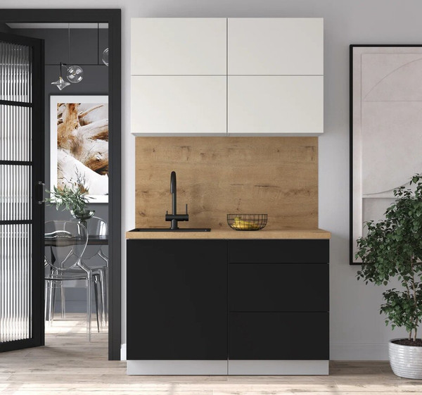 Изображение товара Кухонный гарнитур Интерлиния Мила Шато 1.2А (белый/черный/дуб бунратти)