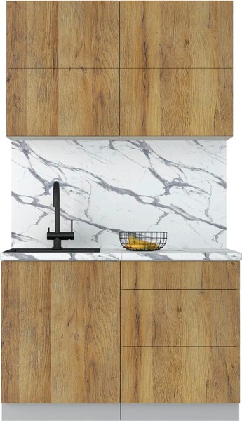 Изображение товара Кухонный гарнитур Интерлиния Мила Шато 1.2А (дуб вотан/дуб вотан/белый гранит)