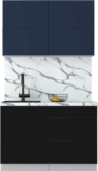 Изображение товара Кухонный гарнитур Интерлиния Мила Шато 1.2А (индиго/черный/белый гранит)