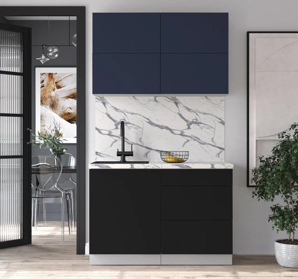 Изображение товара Кухонный гарнитур Интерлиния Мила Шато 1.2А (индиго/черный/белый гранит)