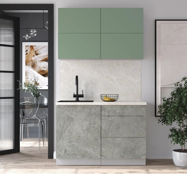 Изображение товара Кухонный гарнитур Интерлиния Мила Шато 1.2А (мята/керамика/опал светлый)